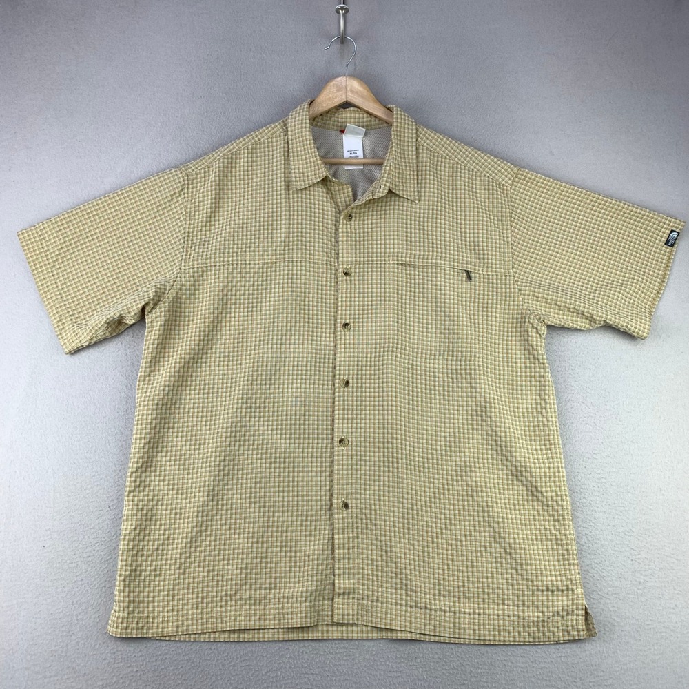 The North Face ANL6 Button Up Shirt Mens XL Yellow Plaid Outdoor Hiking